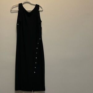 White House Black Market Black Midi Dress with Button Detail